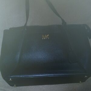 Michael Kors Black Saffiano Satchel with Gold MK Hardware